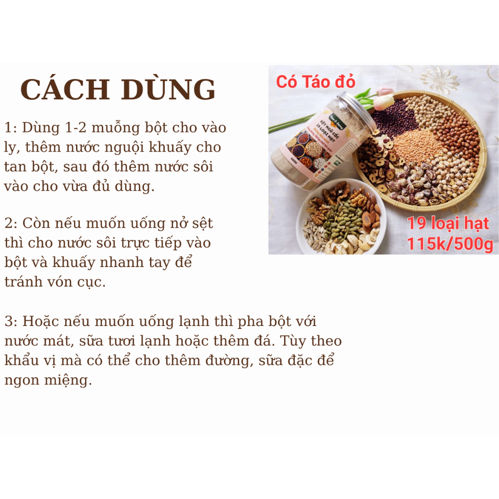 500g Ngũ Cốc Không Đậu Nành 19 vị  Béo Ngậy, Thơm Ngon