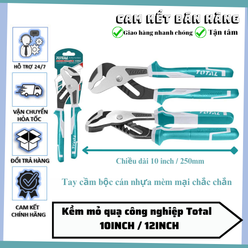 Kìm mỏ quạ Total THT281005 dài 10 inch miệng 50mm thép Cr-V sơn đen mờ kềm mỏ quạ lớn siêu cứng chống mài mòn