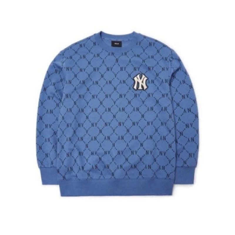 Áo Mlb Sweatshirt Cổ Tròn Tay Dài Nam, Nữ Unisex Màu Xanh Form Suông