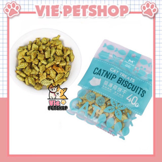 [COMBO 2 GÓI] Bánh Cá Thưởng CATNIP BISCUITS cho Mèo Giảm Búi Lông Viêm Răng Hôi Miệng gói 40g | Vie PETSHOP