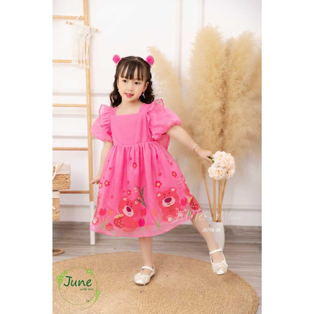 Đầm  June Gấu Dâu Bé Gái Xinh Xỉu