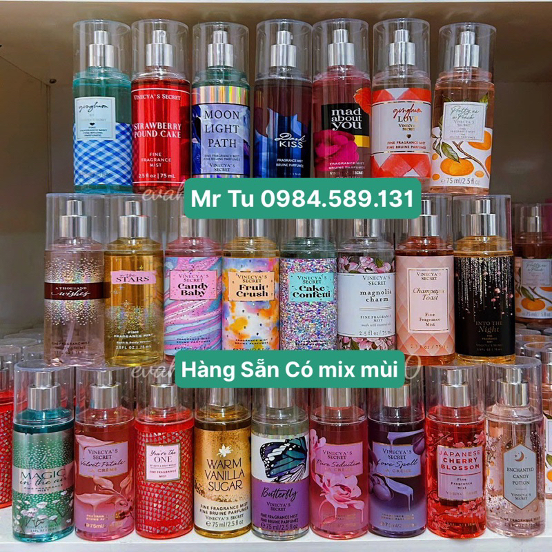 Xịt Thơm body mist chai 75ml Mẫu mới siu thơm - Vinecya’s
