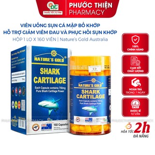 Viên uống Sụn vi cá mập Úc SHARK CARTILAGE 750mg Nature's Gold lọ 160 viên bổ khớp