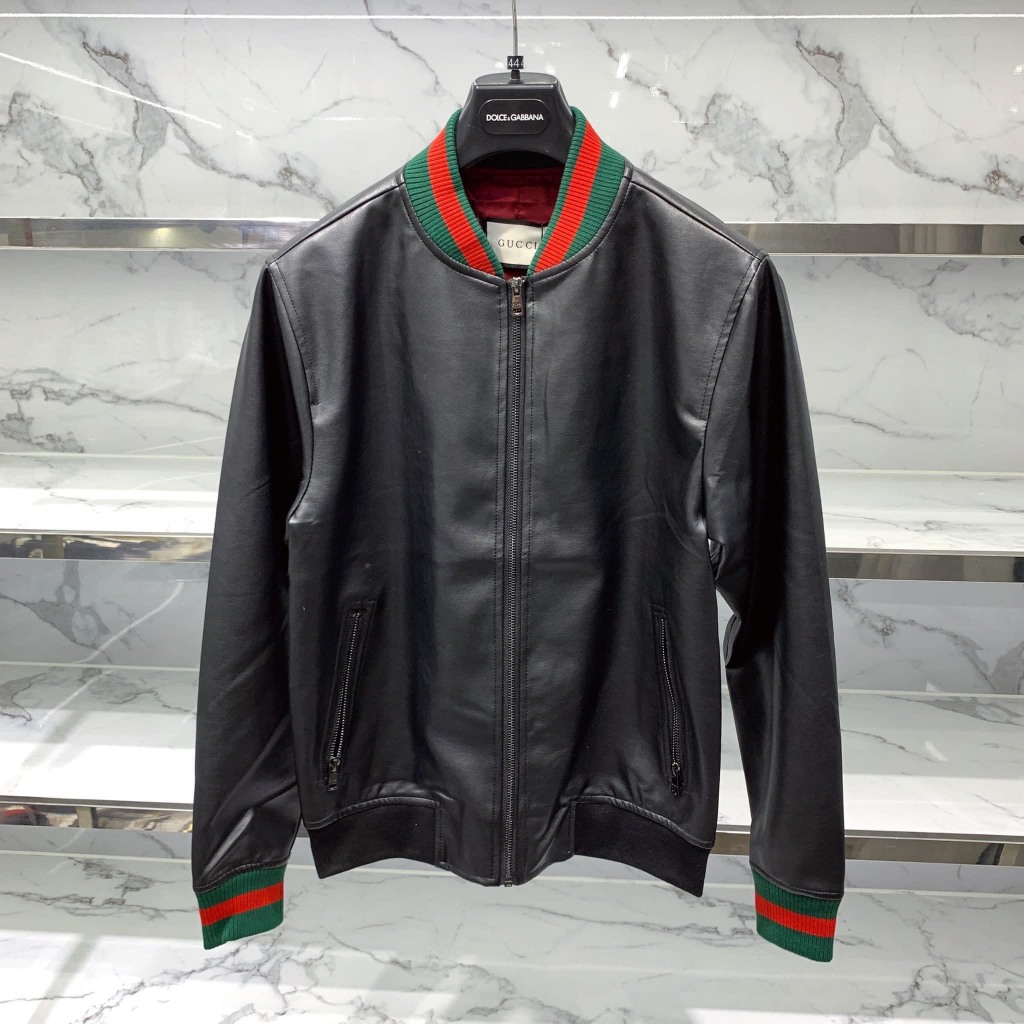 Áo BOMBER GUCI Da ❤️ Áo khoác da Guci 2 lớp dày dặn dáng rộng nam nữ Áo khoác bomber teddy dạ kim tuyến