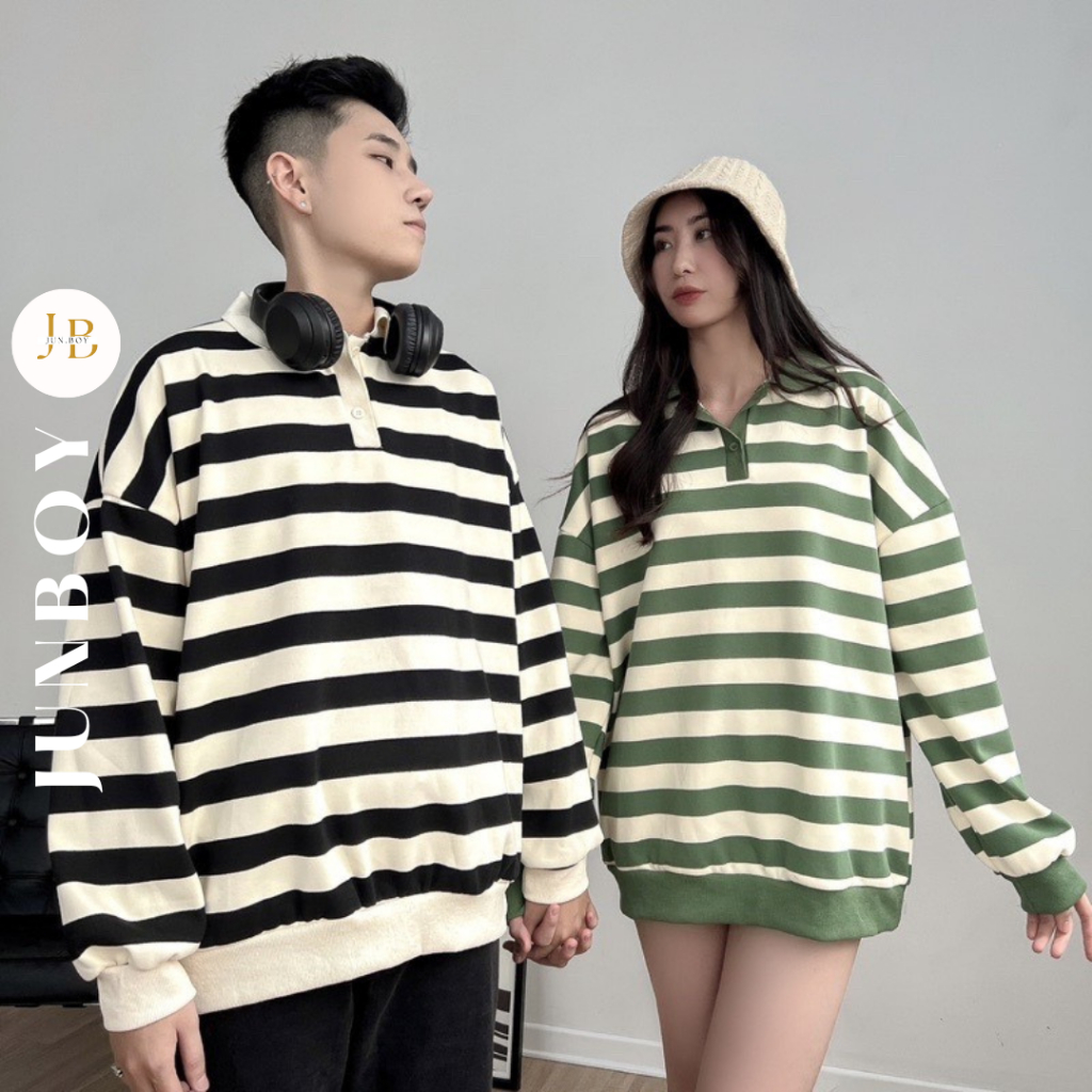 Áo polo phối kẻ Junboy unisex nam nữ siêu hót form dài rộng ,bên trong có nót vải cotton dày dặn 2841 P6K2