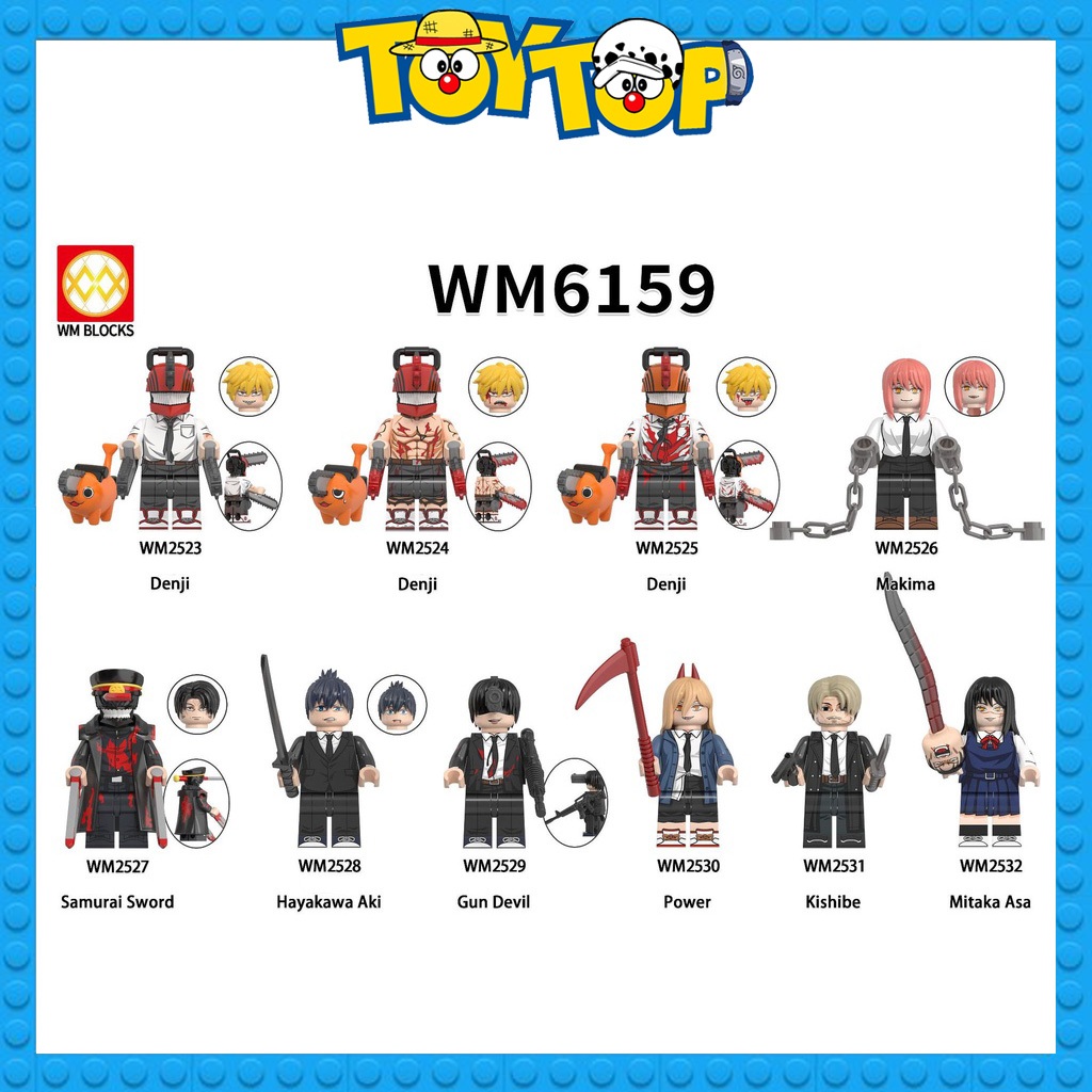 Đồ chơi lắp ráp mini nhân vật quỷ máy cưa Chainsaw Man Denji Pochita xếp hình WM2565 WM6159