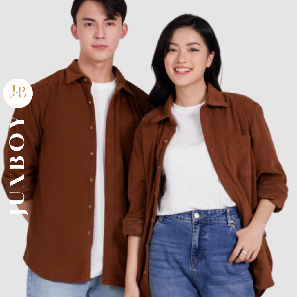 Áo sơ mi Junboy unisex nam nữ mặc đôi chất lIệu vải nhung tăm mềm mịn dày dặn 181 P0K19