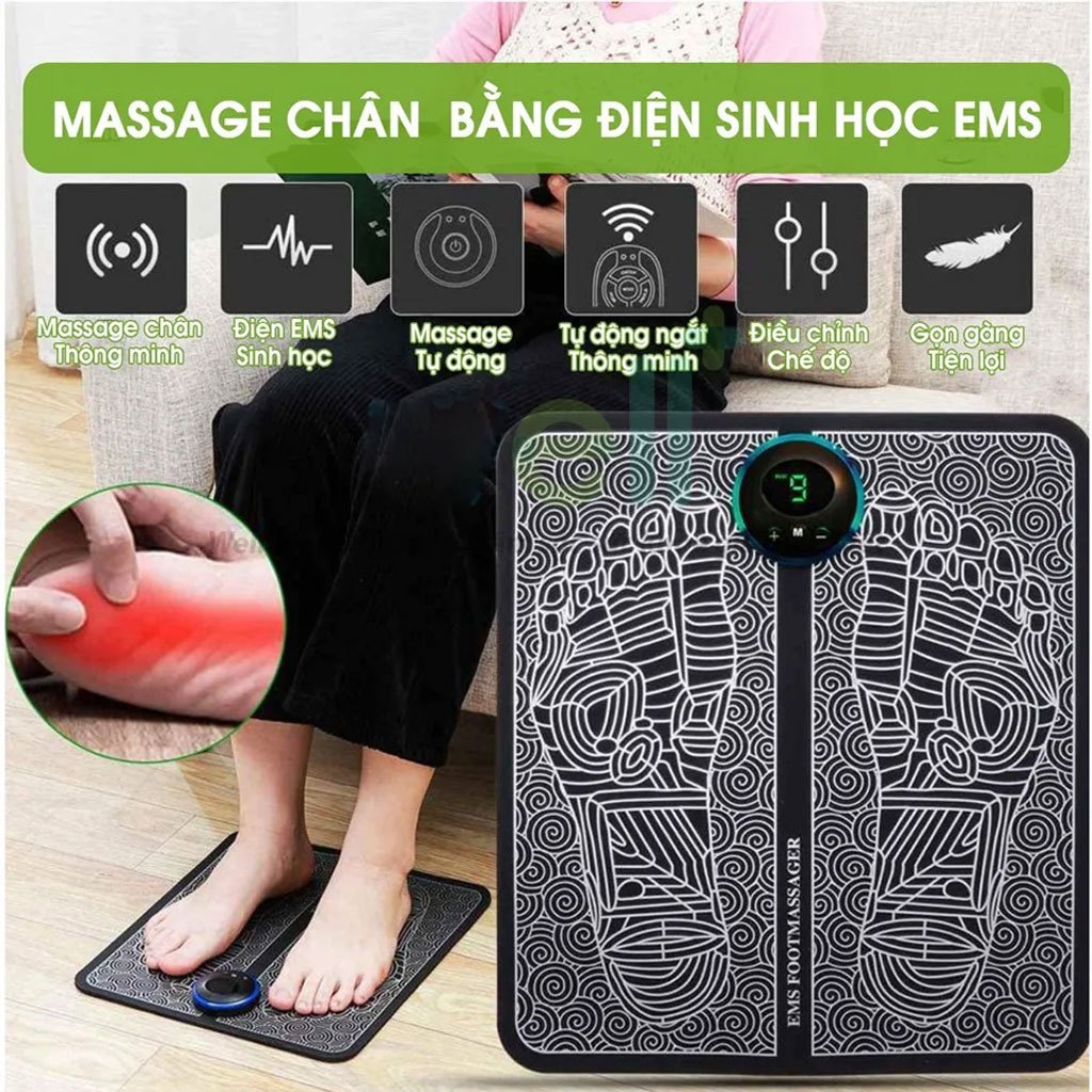 Máy Massage Chân EMS Giúp Lưu Thông Khí Huyết, Thảm massage chân trị liệu đau mỏi bằng xung điện.