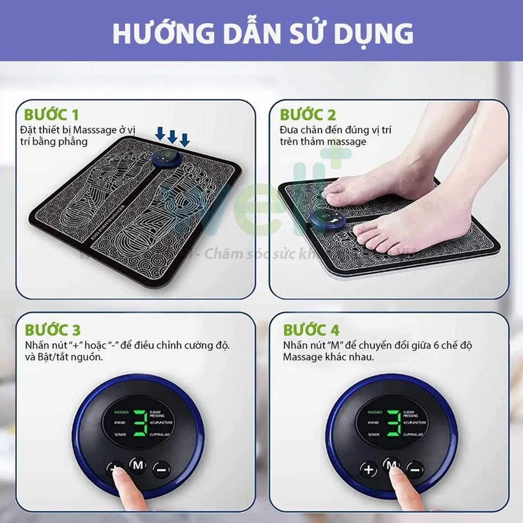 Máy Massage Chân EMS Giúp Lưu Thông Khí Huyết, Thảm massage chân trị liệu đau mỏi bằng xung điện.