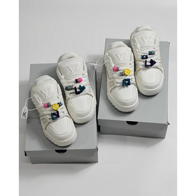 GIÀY TT LV LOUIS VUITON TRAINER lv  max  charm màu TRẮNG  ,đế cao fullsize box ảnh thật  .freship