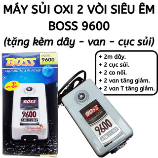 [TẶNG DÂY-VAN-CỤC SỦI] Máy sủi oxy BOSS 9600 5W siêu êm  - Máy oxy, máy sục oxy, máy bơm oxy | Hingaostore.