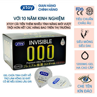 Bao cao su xtoy siêu mỏng, kéo dài thời gian, nhiều gel bôi trơn - Hộp 10 bcs