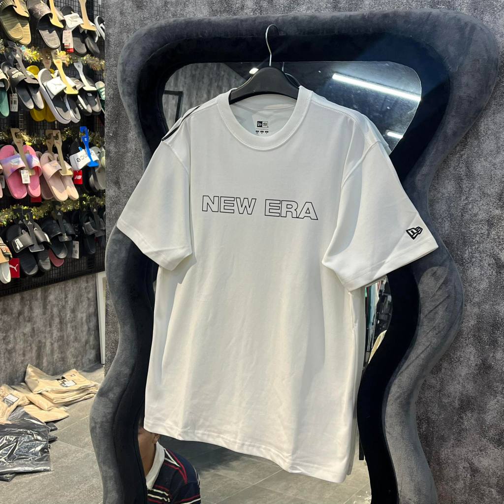 Áo Thun Chính Hãng New Era Màu Trắng Logo Viền Đen Shop Xám Store