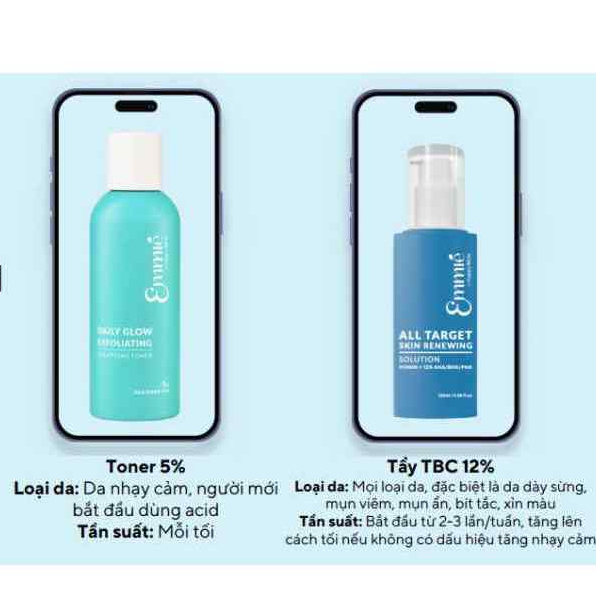 Ảnh 3 của Dung dịch tẩy tế bào chết Emmié 5%, 12% PHA, Nano AHA làm sạch sâu, cải thiện lỗ chân lông
