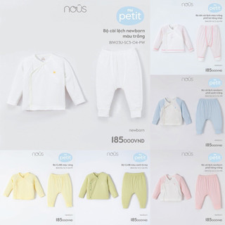 Bộ Nous sơ sinh cài lệch dài Newborn - chất petit- nhiều mẫu 2023
