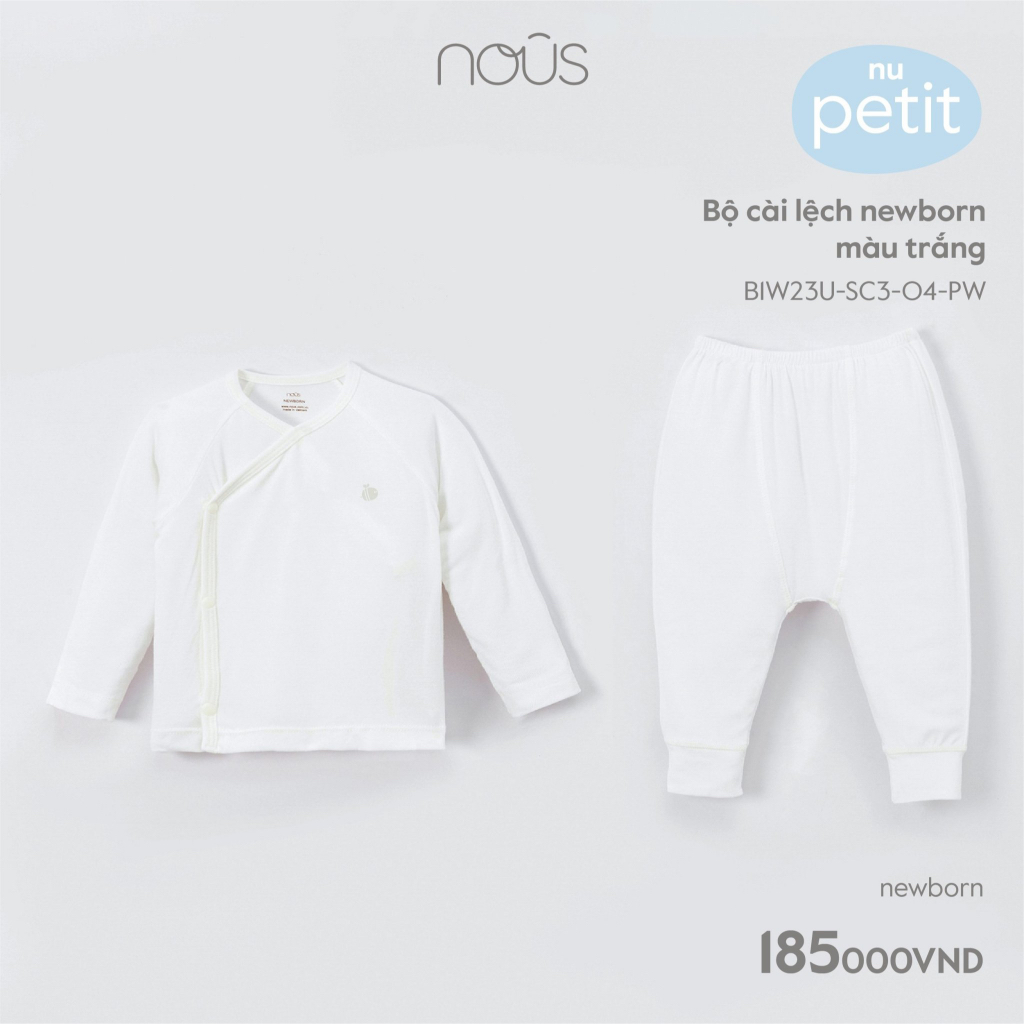 Bộ Nous sơ sinh cài lệch dài Newborn - chất petit- nhiều mẫu 2023
