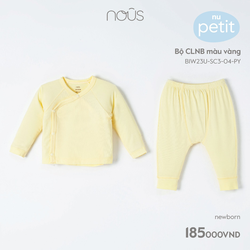 Bộ Nous sơ sinh cài lệch dài Newborn - chất petit- nhiều mẫu 2023