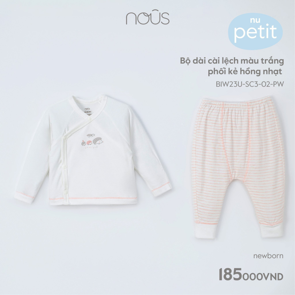 Bộ Nous sơ sinh cài lệch dài Newborn - chất petit- nhiều mẫu 2023