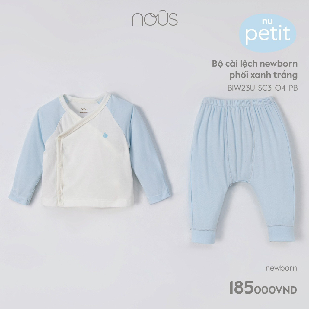 Bộ Nous sơ sinh cài lệch dài Newborn - chất petit- nhiều mẫu 2023