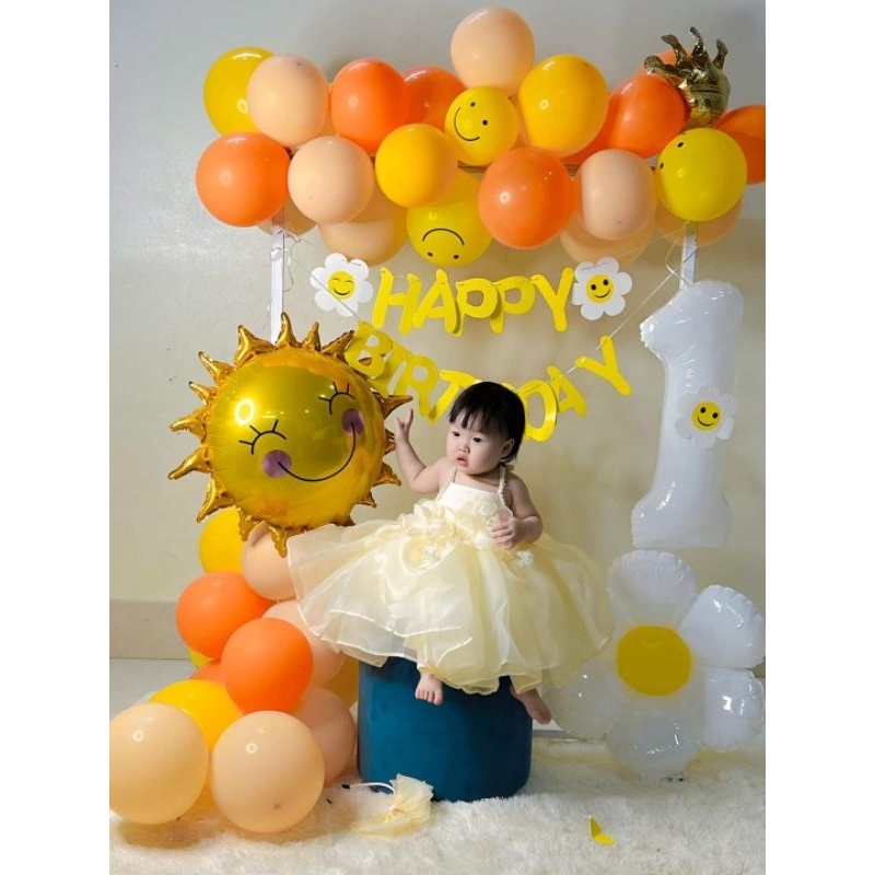 Váy công chúa cho bé BINNBON BABY,Váy yếm hoa viền ngực cho bé