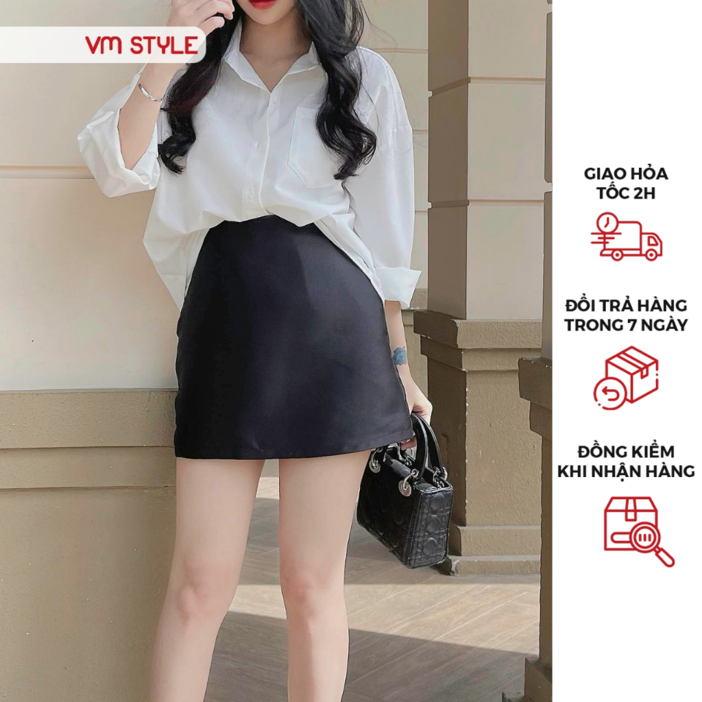 Chân váy tafta nữ VMSTYLE đứng form dáng chữ A trơn basic đi học, đi làm, đi chơi 0541 - CVN00126