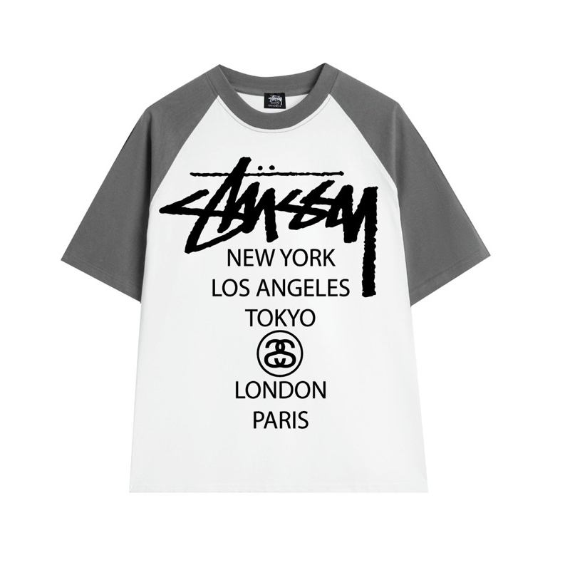 Áo Thun Raglan Stu.ss.y Unisex Hot Trend 2023 Thun 100% Cotton 2 chiều co dãn - Hàng Full bọc tem tag