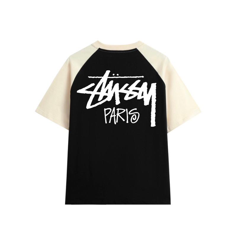 Áo Thun Raglan Stu.ss.y Unisex Hot Trend 2023 Thun 100% Cotton 2 chiều co dãn - Hàng Full bọc tem tag