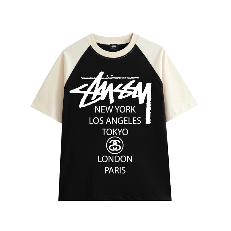 Áo Thun Raglan Stu.ss.y Unisex Hot Trend 2023 Thun 100% Cotton 2 chiều co dãn - Hàng Full bọc tem tag