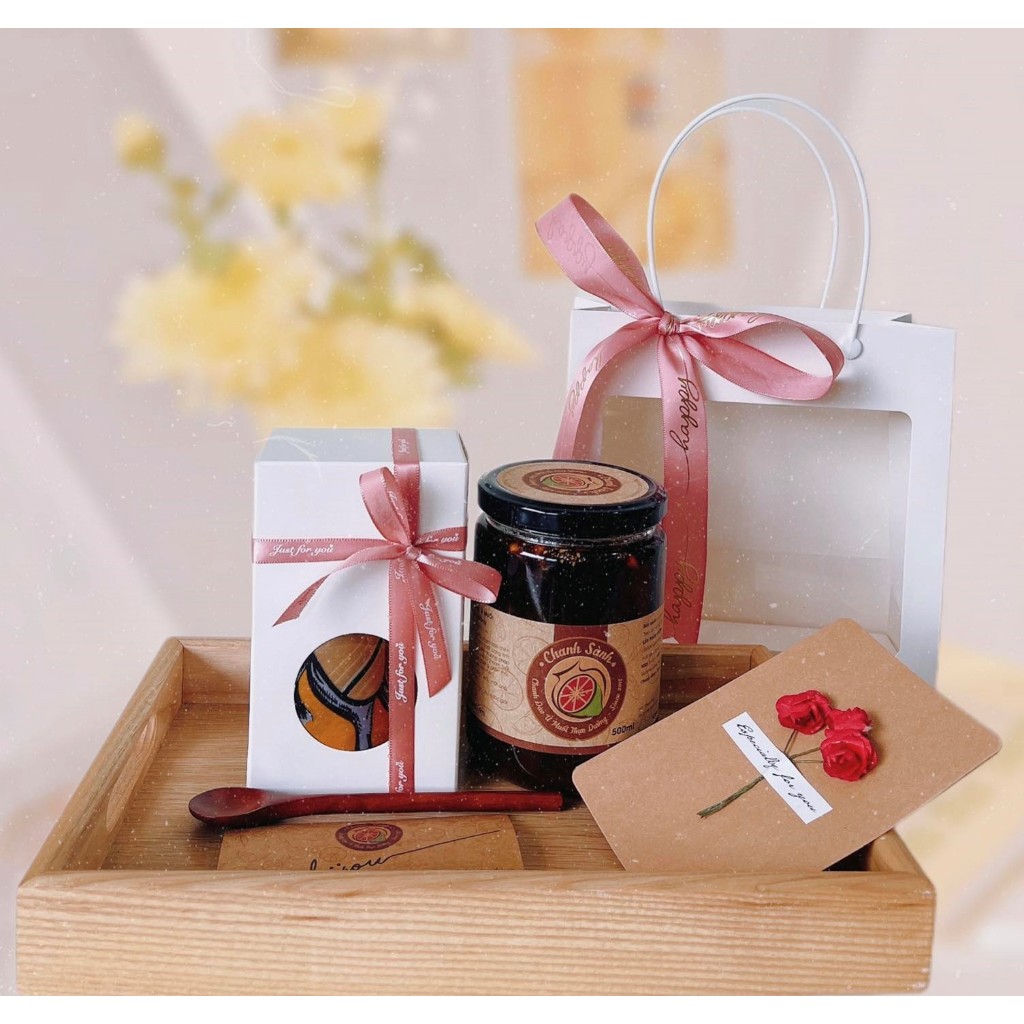 Set quà Chanh sành kèm khăn lụa (quà tặng 20/11, quà 8/3, quà 20/10, quà tết)