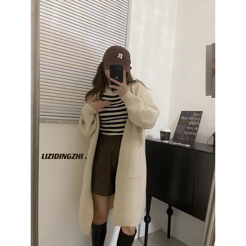 Áo khoác len dài không cúc