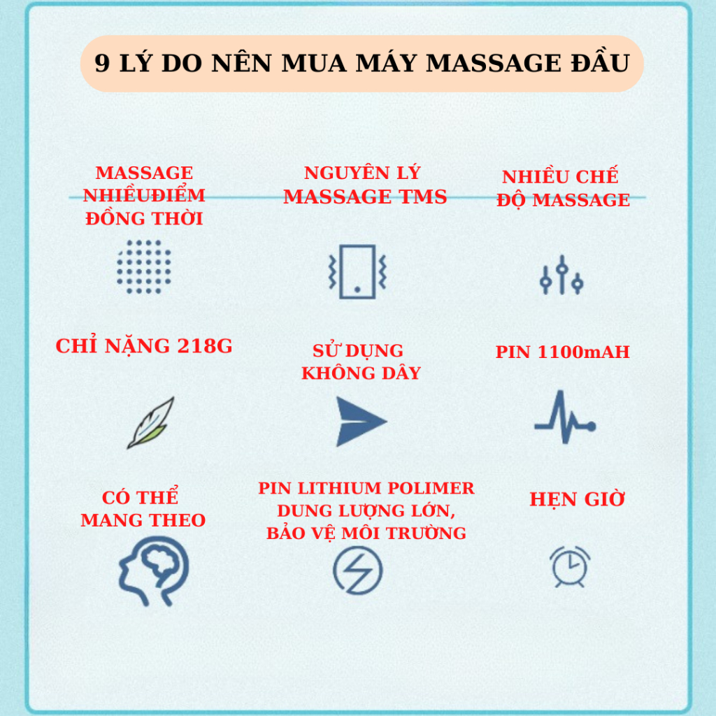 Máy massage đầu DAITASHI LM-080,mát xa thư giãn giảm căng thẳng mệt mỏi đau đầu