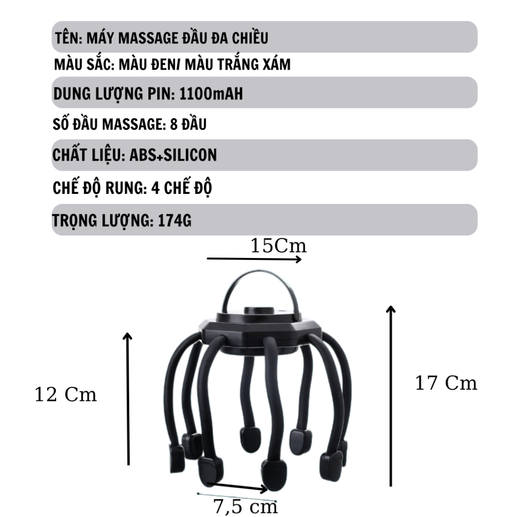 Máy massage đầu DAITASHI LM-080,mát xa thư giãn giảm căng thẳng mệt mỏi đau đầu