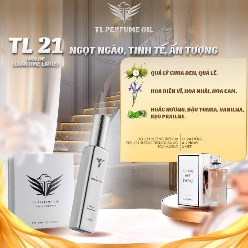 TL 21 Tinh dầu nước hoa Pháp TL Perfume OIL 15ml xịt phun sương