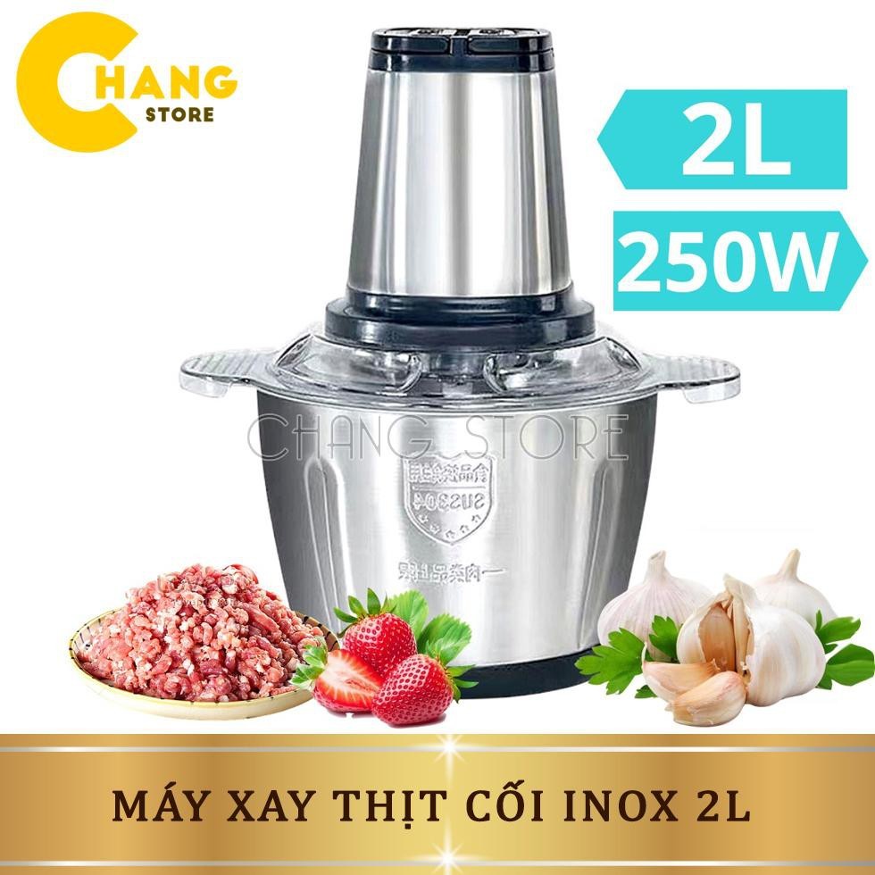 Máy Xay Thịt Inox Đa Năng 4 Lưỡi Công suất 250W Xay Thịt - Cối Xay Thịt Gia Đình  Hai chế độ mạnh, yếu