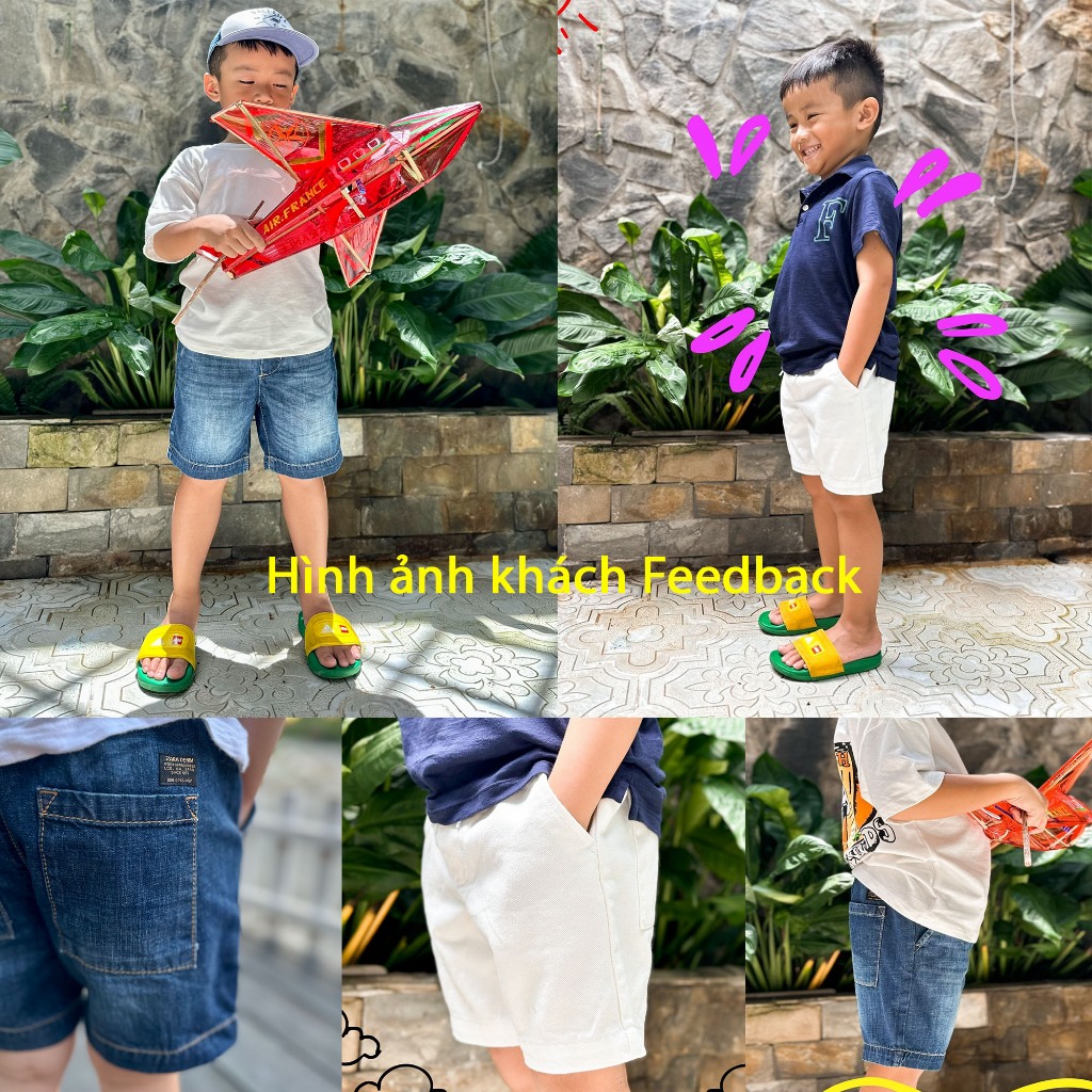 Quần short jean lưng thun cho bé trai size từ 11kg - 45kg có độ co giãn mềm mịn thoải mái vận động