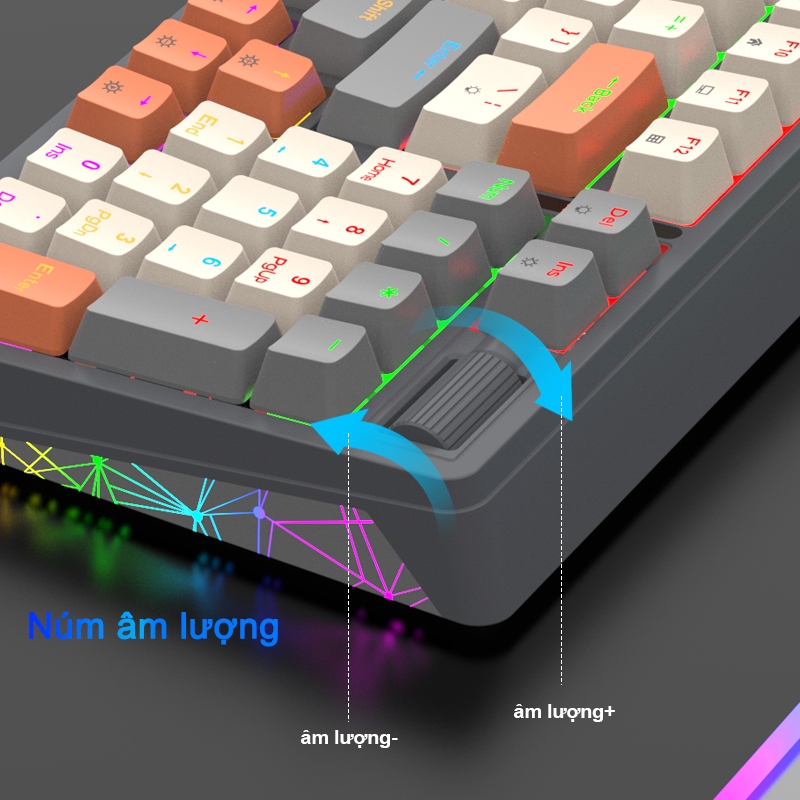 Bàn phím Cơ K85 Ba Màu Kết Hợp Có Đèn LED RGB Bàn Phím Chơi Game 96 Phím Có Có Thể Tháo Lắp Nóng