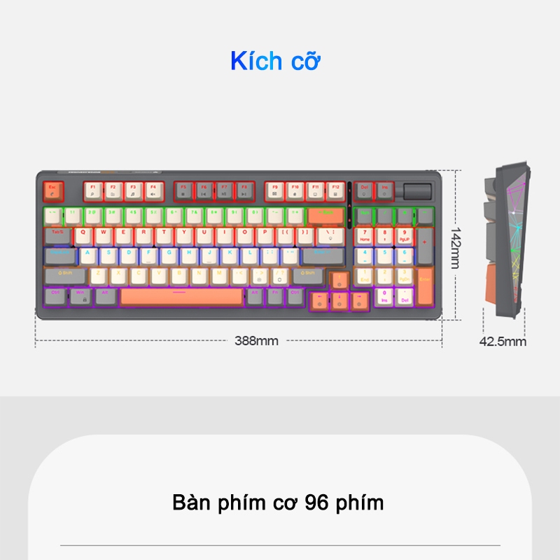 Bàn phím Cơ K85 Ba Màu Kết Hợp Có Đèn LED RGB Bàn Phím Chơi Game 96 Phím Có Có Thể Tháo Lắp Nóng