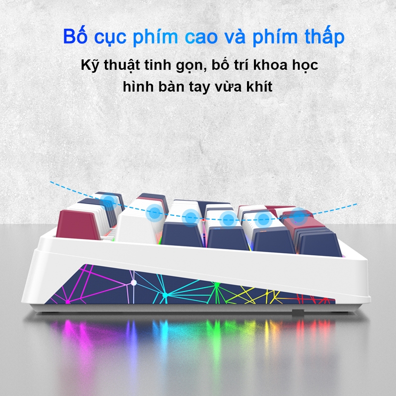 Bàn phím Cơ K85 Ba Màu Kết Hợp Có Đèn LED RGB Bàn Phím Chơi Game 96 Phím Có Có Thể Tháo Lắp Nóng