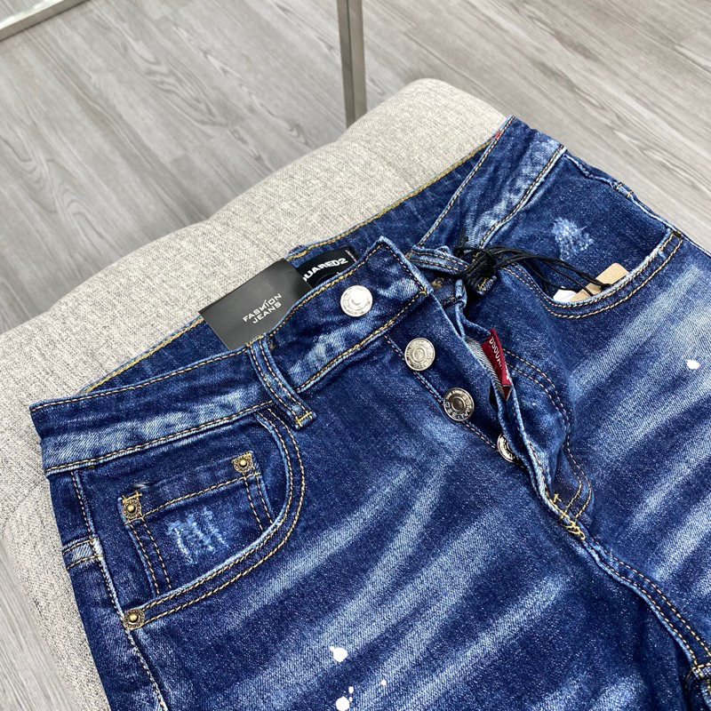 Quần Jeans Nam Xanh Bạc Gợn Sóng, Quần Bò Nam Thuê Lá Phong Túi Cực Hot BN05