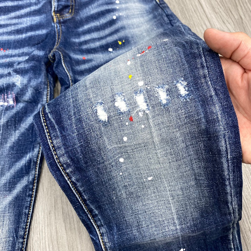 Quần Jeans Nam Xanh Bạc Gợn Sóng, Quần Bò Nam Thuê Lá Phong Túi Cực Hot BN05