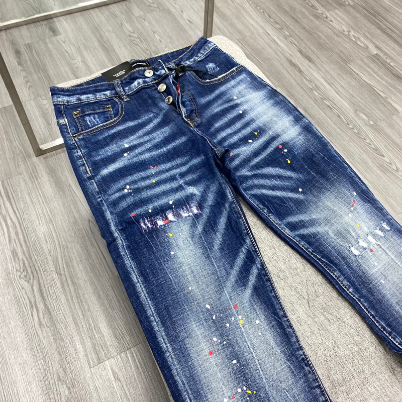 Quần Jeans Nam Xanh Bạc Gợn Sóng, Quần Bò Nam Thuê Lá Phong Túi Cực Hot BN05