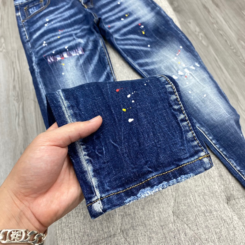 Quần Jeans Nam Xanh Bạc Gợn Sóng, Quần Bò Nam Thuê Lá Phong Túi Cực Hot BN05