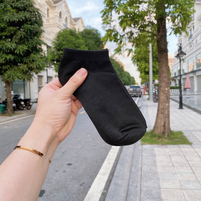 Sét 10 đôi Tất Vớ Nam Nữ Nhật Cotton Trơn Cổ Ngắn Thấm Hút Mồ Hôi Cao Cấp