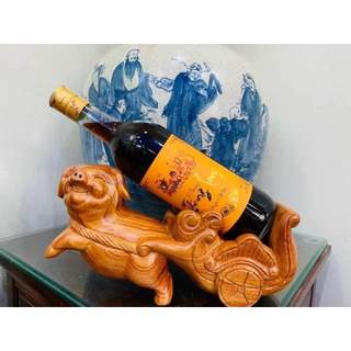 Tượng con lợn con heo kéo xe trang trí gỗ hương