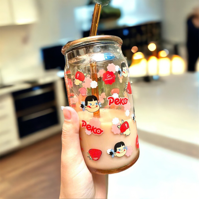 Ly Cốc Thủy Tinh Milky Peko Có Chia Vạch - Ngoinhatienich