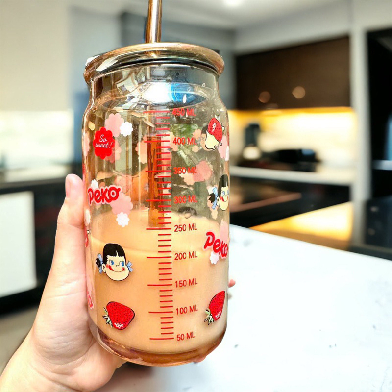 Ly Cốc Thủy Tinh Milky Peko Có Chia Vạch - Ngoinhatienich