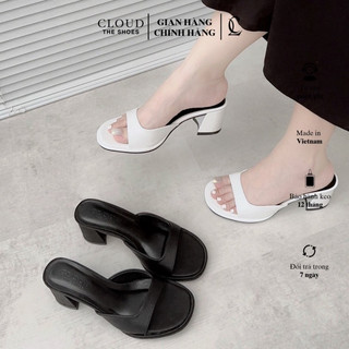 Giày cao gót nữ 6cm CL mũi tròn quai ngang bầu