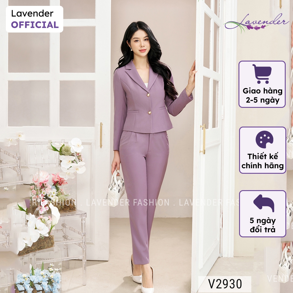 Set áo vest nữ quần baggy công sở LAVENDER màu tím cực đẹp trẻ trung S2930