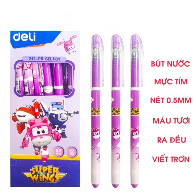Hộp 12 bút gel nước tím cho học sinh cấp 1 G12-G13