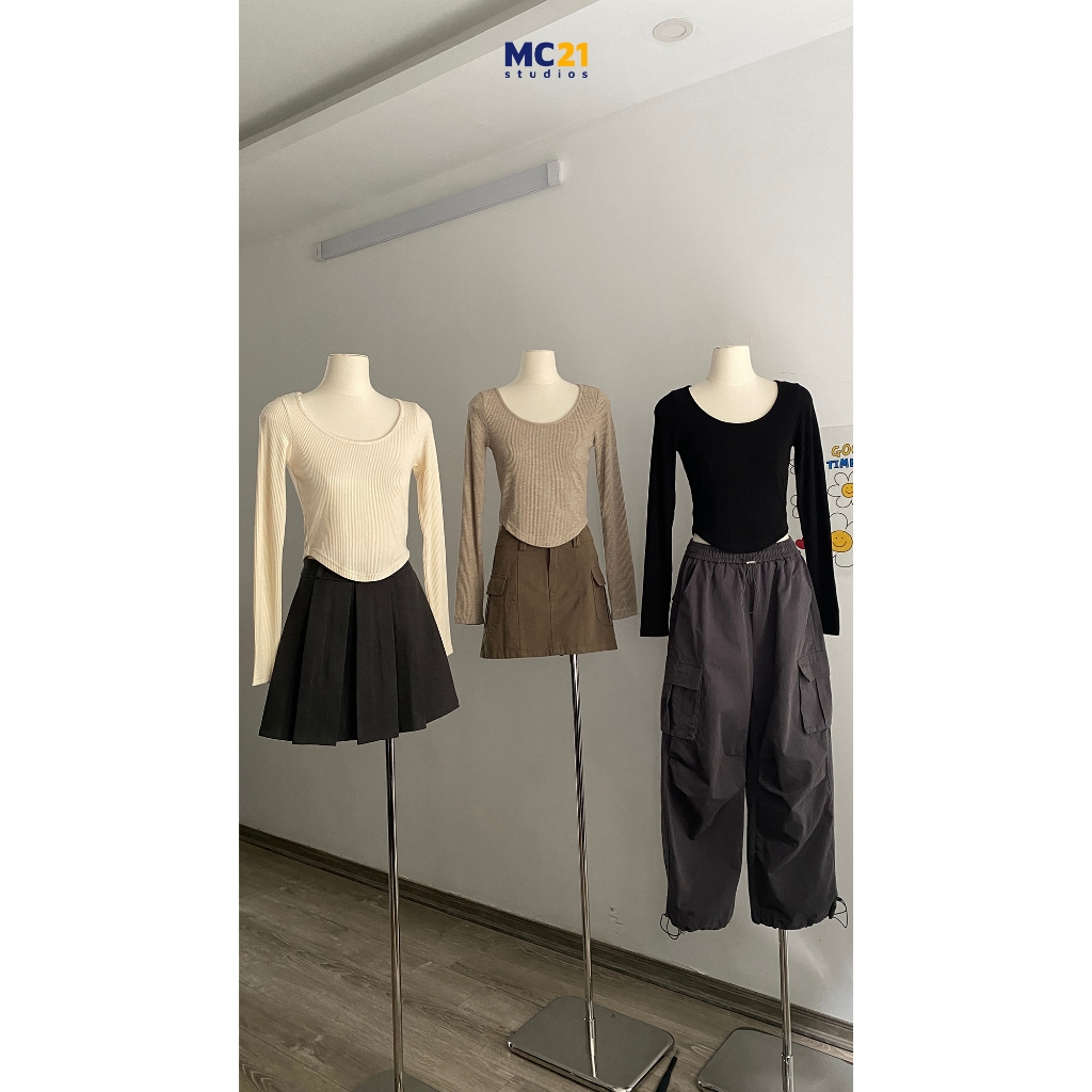 Áo len thun dài tay MC21.STUDIOS sweater Ulzzang Streetwear Hàn Quốc chất len mềm mịn co giãn cao cấp A3846